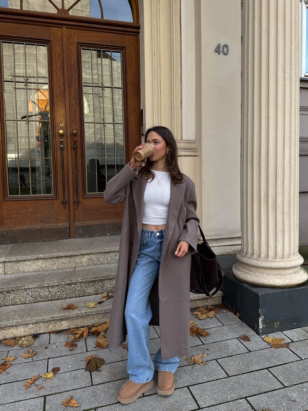 Alva oversized frakke - Taupe