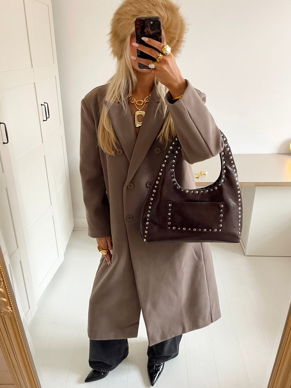 Alva oversized frakke - Taupe
