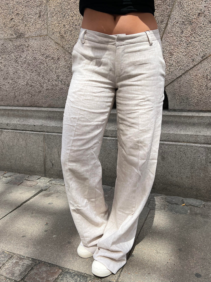 Herringbone bukser - Beige/hvid