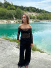 Pixi off shoulder bluse i blonder - Sort