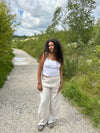Milana hørbukser - beige/hvide striber