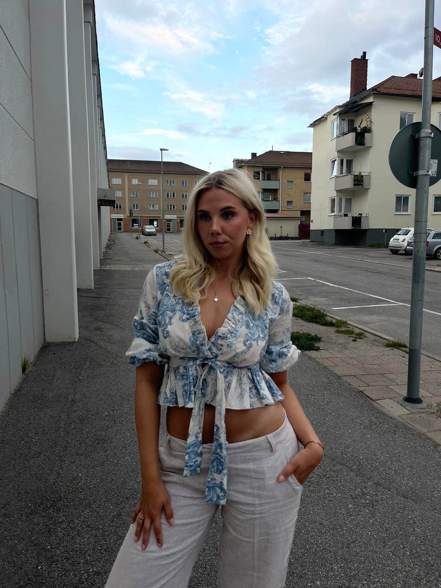 Agathe bluse - hvid/blå