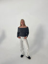 Theresa off-shoulder strik - Grå