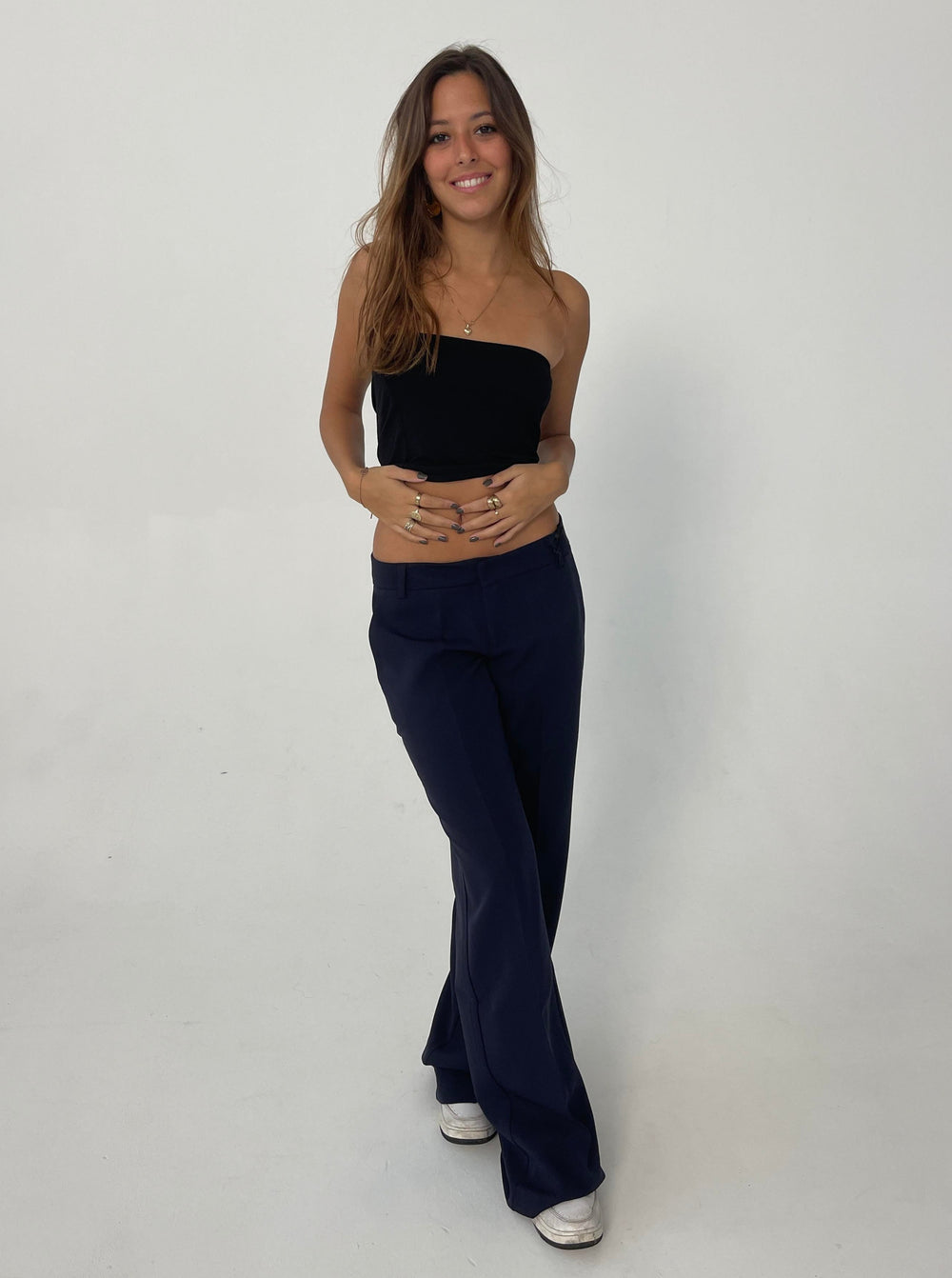Britney lavtaljede suit bukser - navy