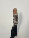 Xenia cardigan med striber - Beige/sort