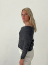 Theresa off-shoulder strik - Grå