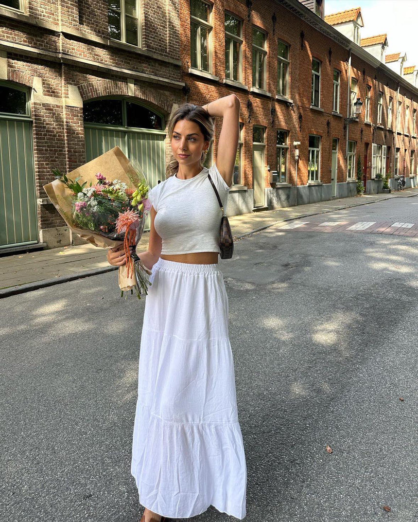 Kiera lang nederdel - Hvid
