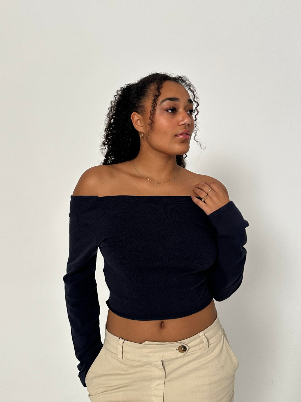Simona 2 ways bindebluse - Navy