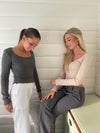 Ariella square neck bluse - Beige