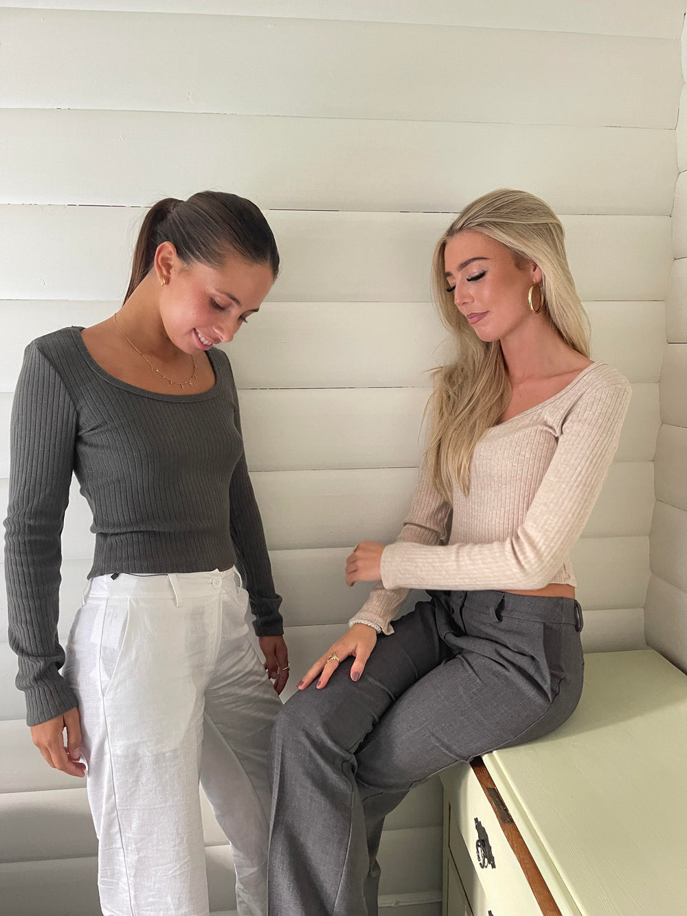 Ariella square neck bluse - Beige