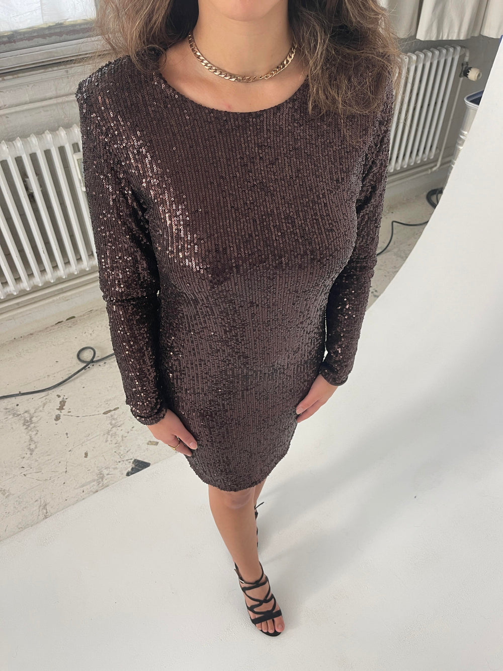 Althea pallietkjole - brun