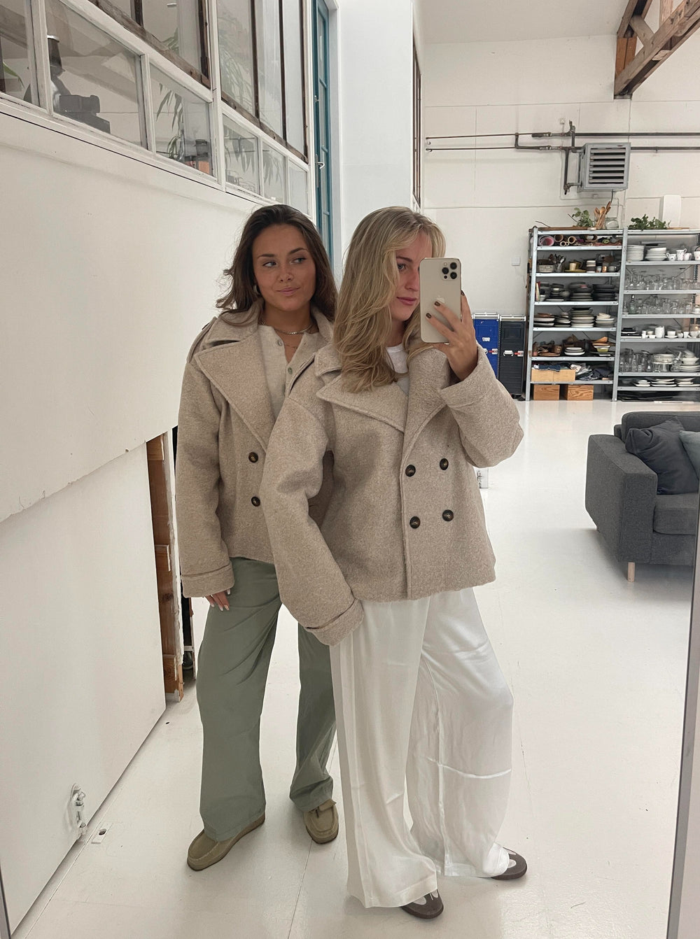 Nicole kort frakke - beige