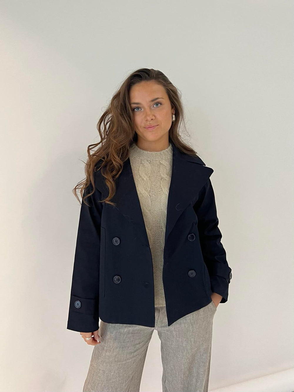 Catinka kort trenchcoat - Navy