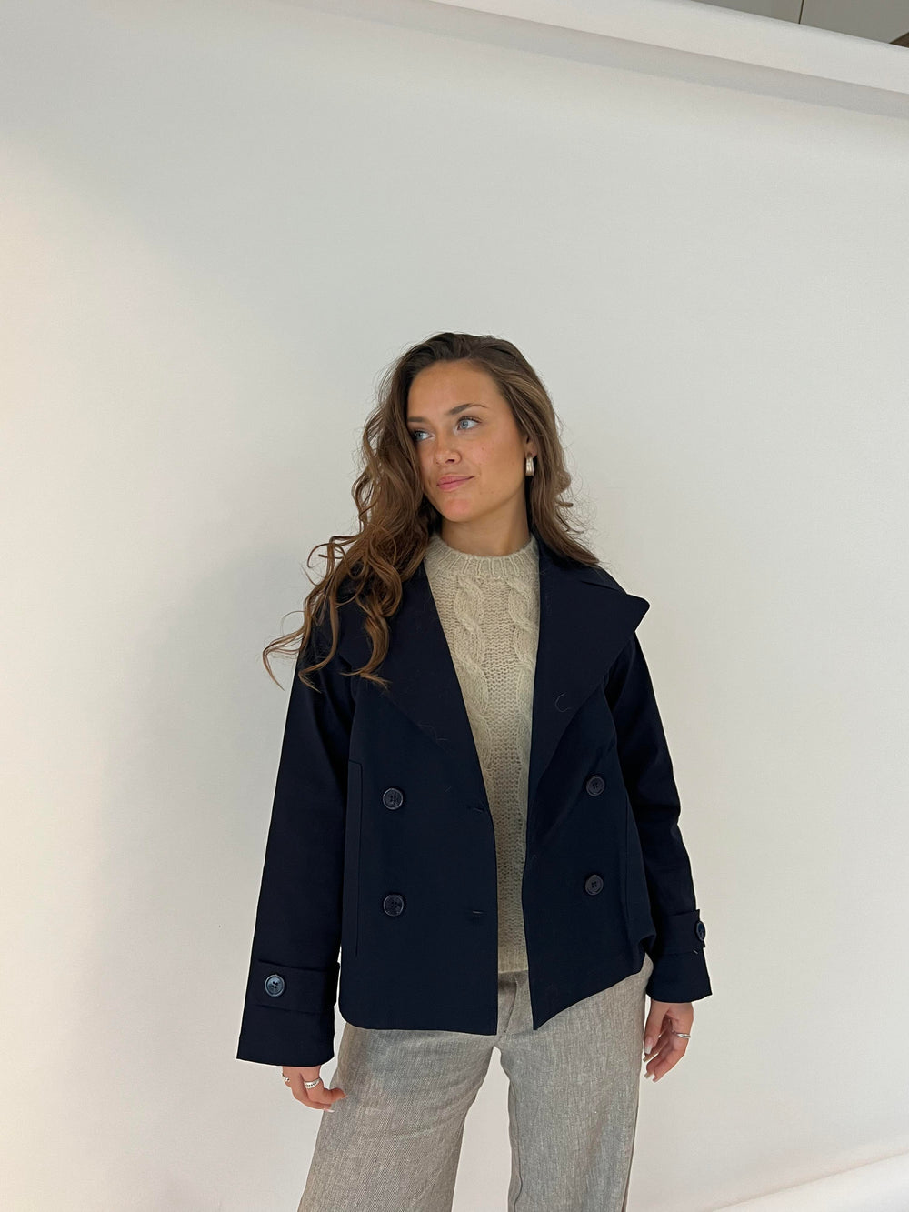 Catinka kort trenchcoat - Navy