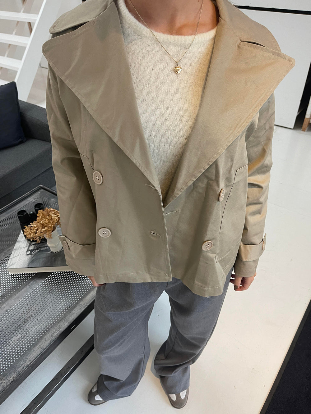 Catinka kort trenchcoat - Sand