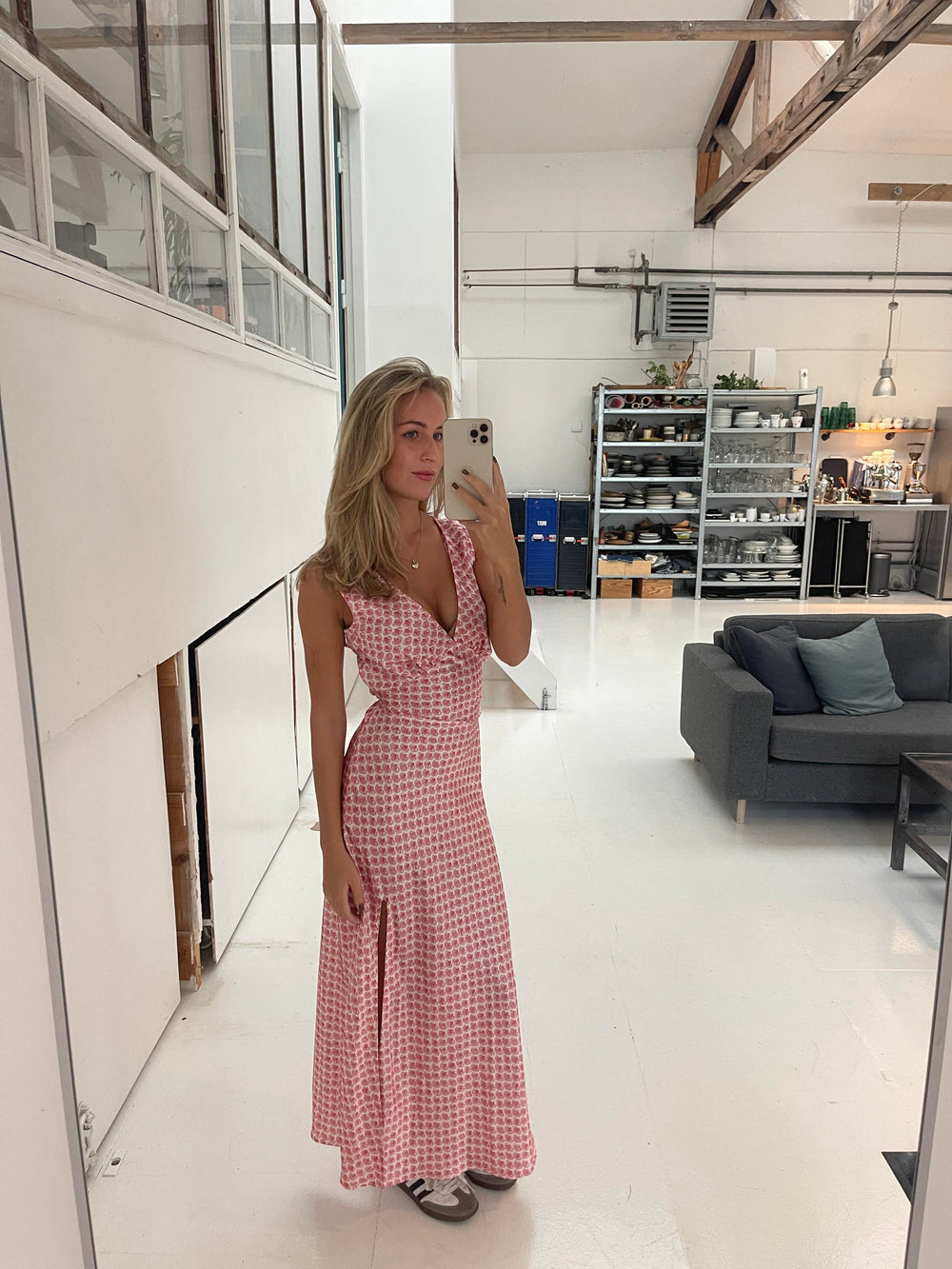 Marielle kjole med muslingeprint