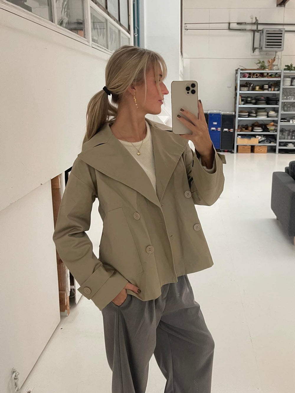 Catinka kort trenchcoat - Sand
