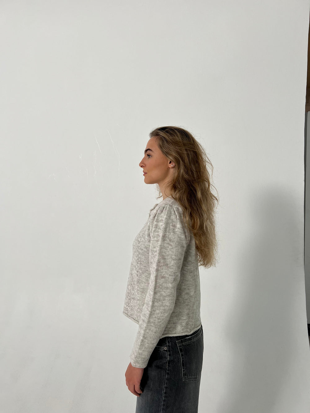 Cilla strikket cardigan - Lysegrå