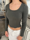 Ariella square neck bluse - Mørkegrøn