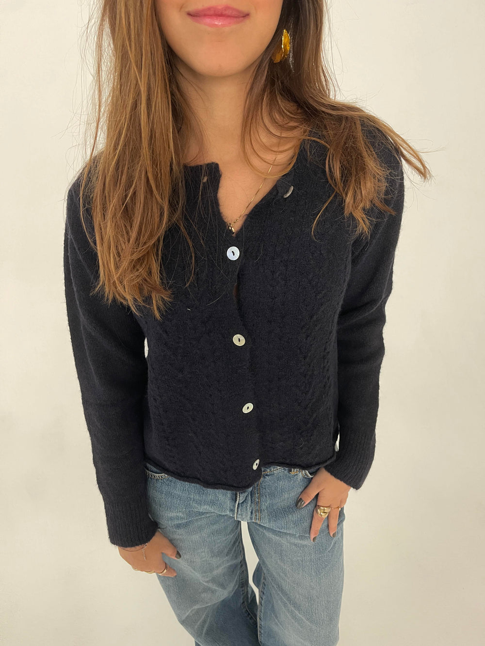 Cilla strikket cardigan - Navy