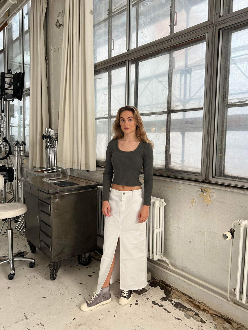 Ariella square neck bluse - Mørkegrøn