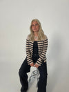 Xenia cardigan med striber - Beige/sort