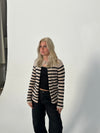 Xenia cardigan med striber - Beige/sort