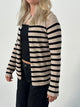 Xenia cardigan med striber - Beige/sort