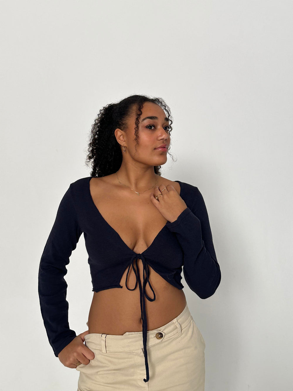 Simona 2 ways bindebluse - Navy