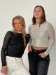 Babette pallietbluse med åben ryg - Sort