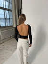 Babette pallietbluse med åben ryg - Sort