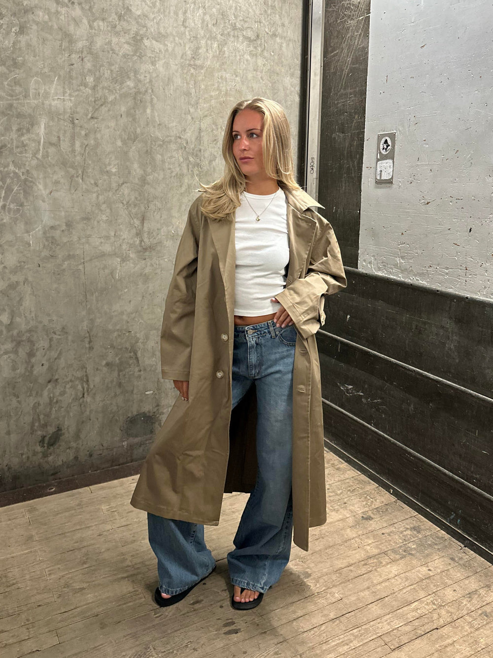 Josefine oversized trenchcoat - Mørk beige