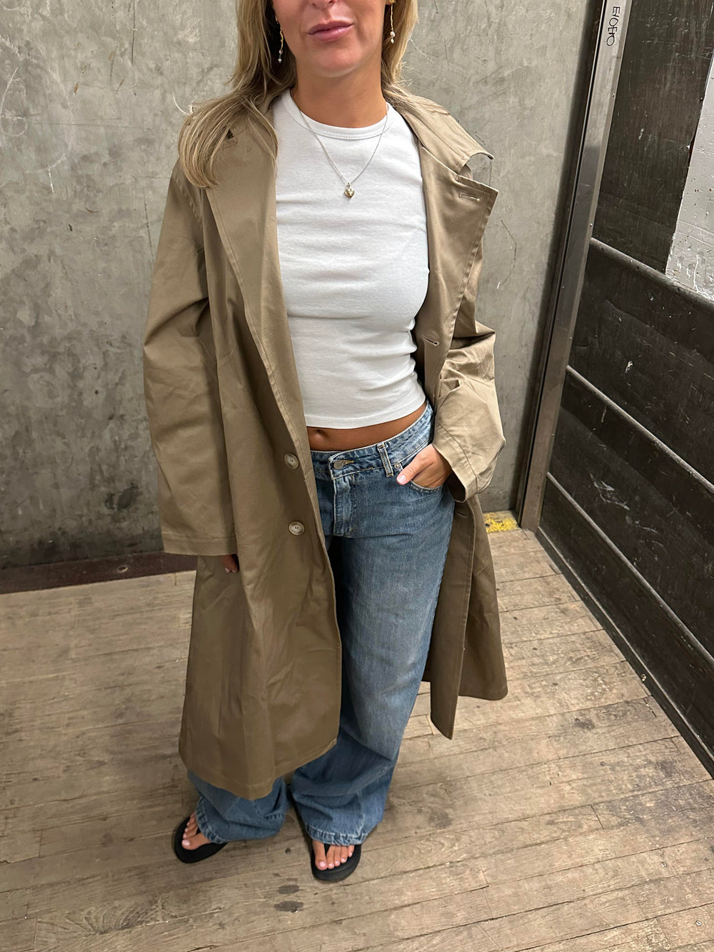 Josefine oversized trenchcoat - Mørk beige
