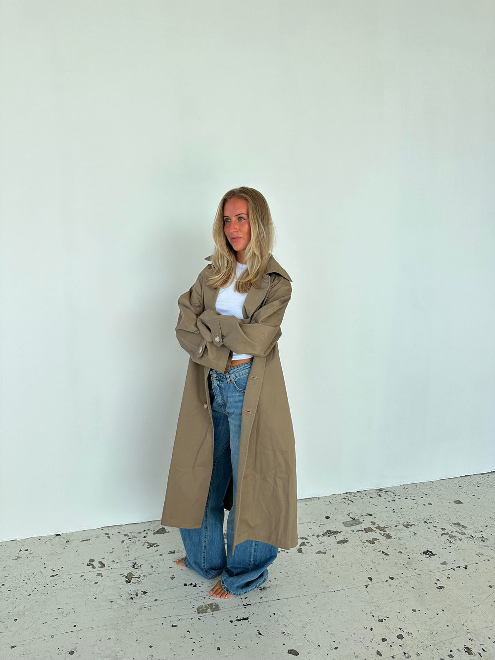 Josefine oversized trenchcoat - Mørk beige