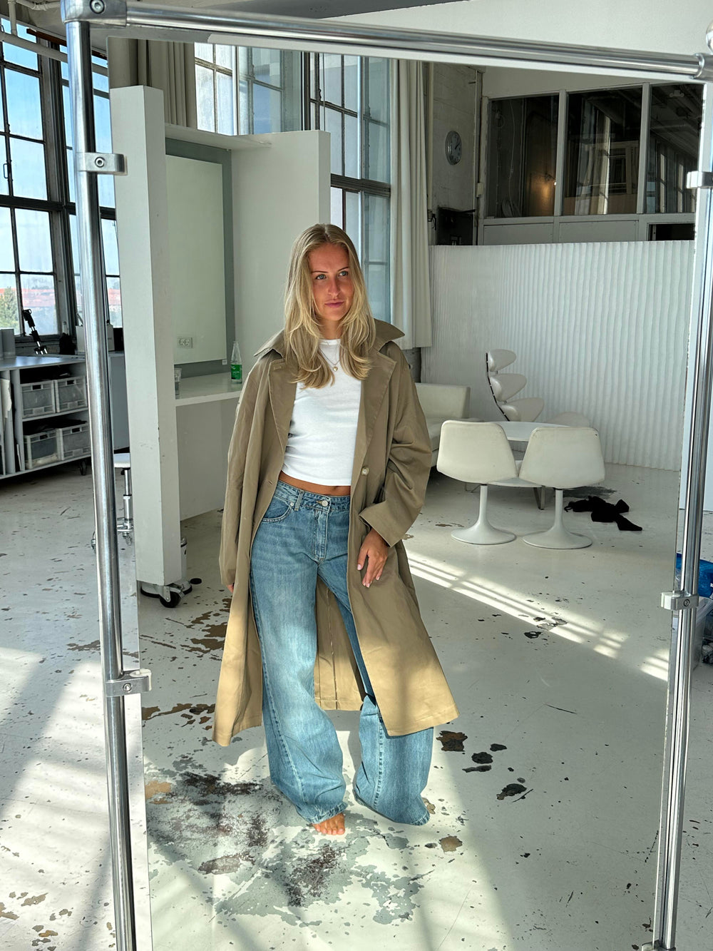 Josefine oversized trenchcoat - Mørk beige