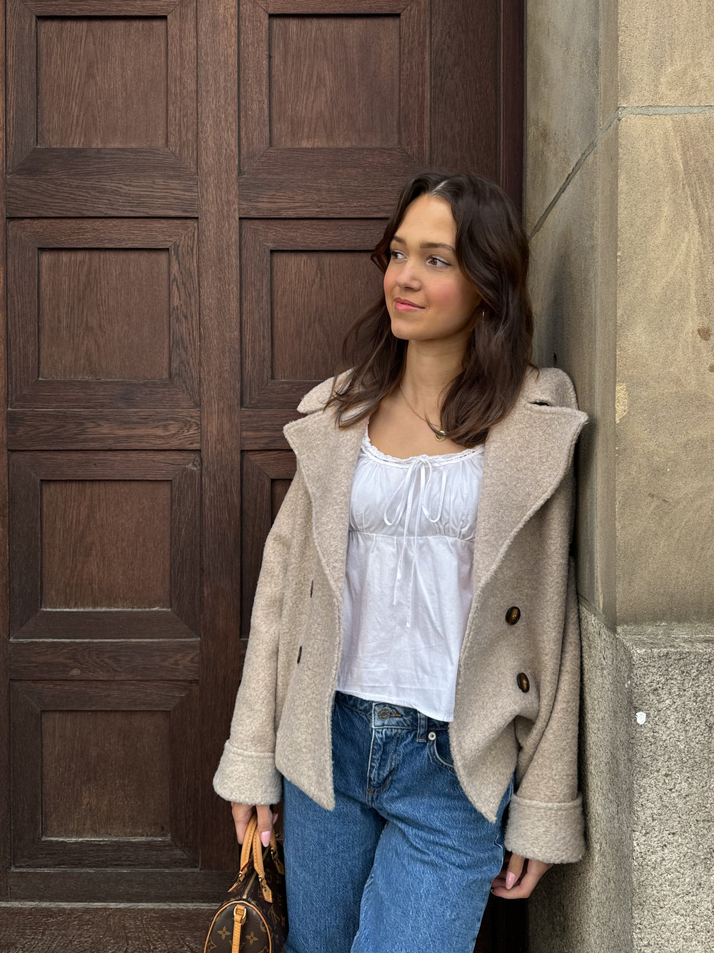 Nicole kort frakke - beige