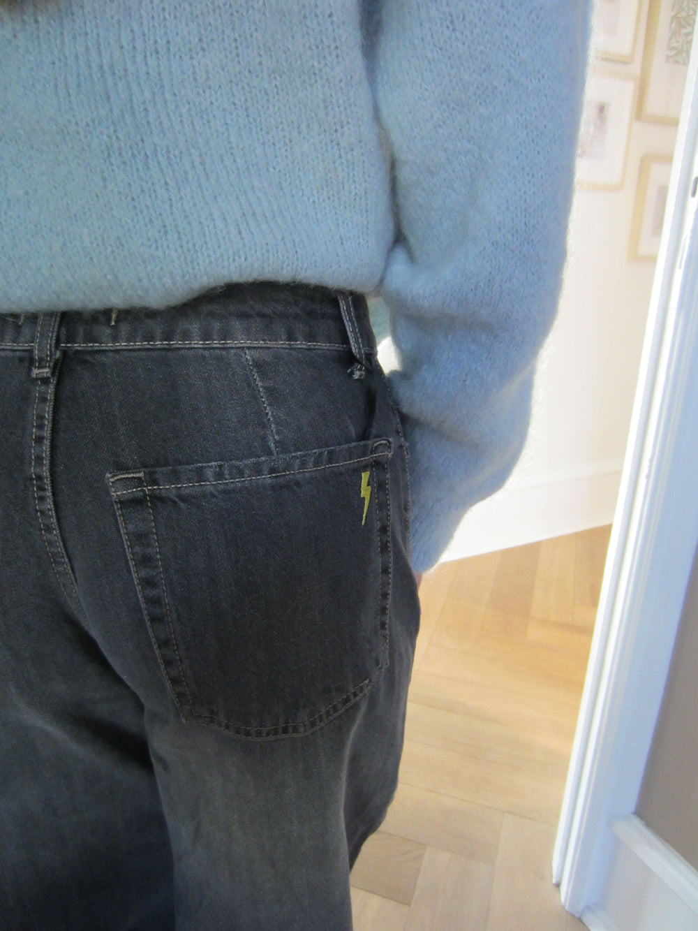 Alaia lavtaljede jeans med lyn detalje - Grå denim