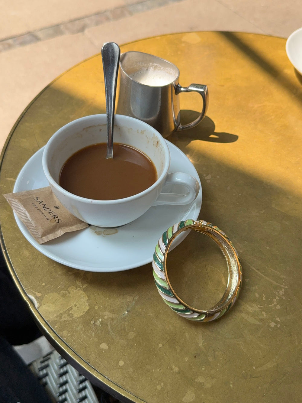 Eivora armbånd med striber -  Grøn/hvid/guld