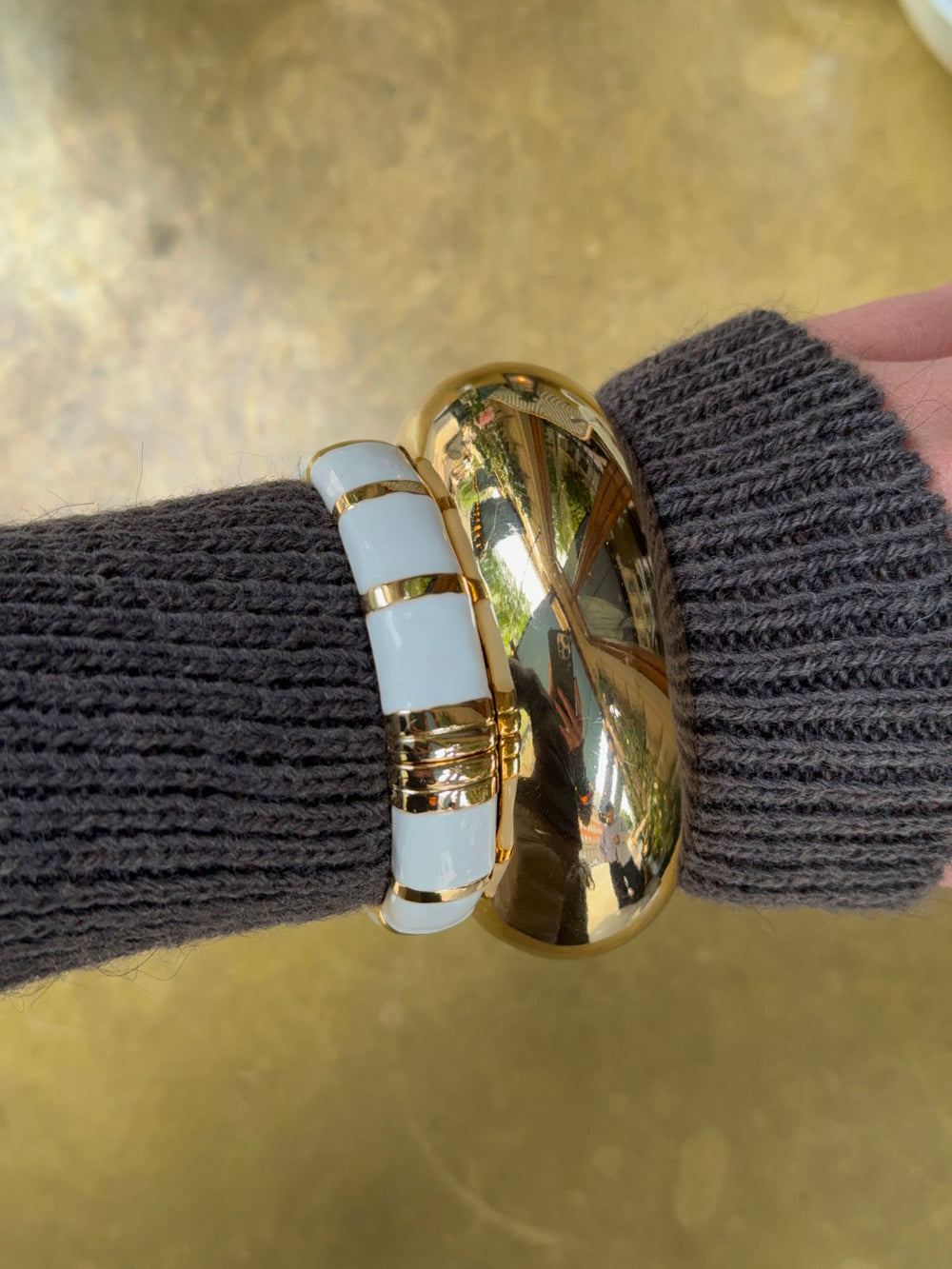 Eivora armbånd med striber - hvid/guld