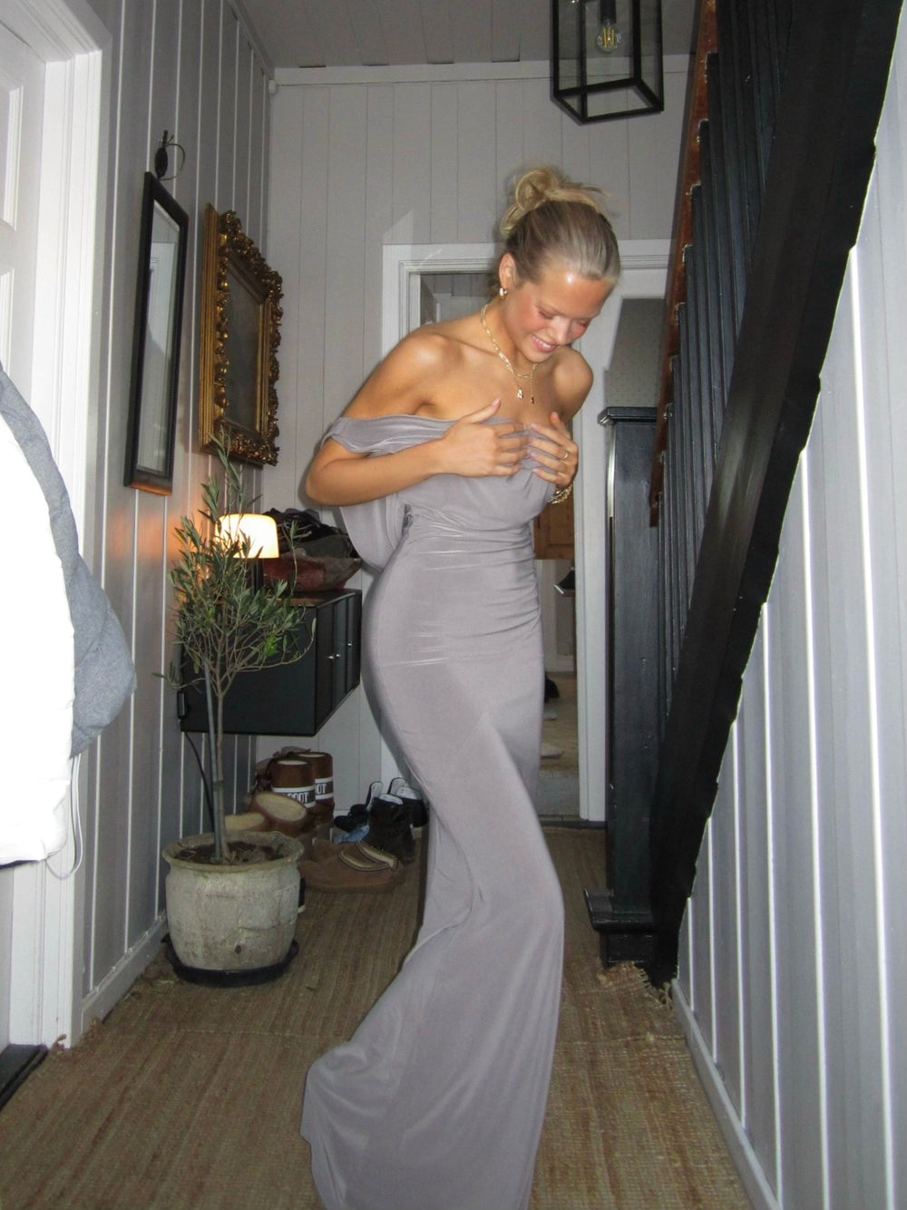 Flora maxikjole - Taupe