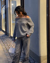 Elinor off shoulder strik - Grå