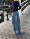 Alaia lavtaljede jeans med lyndetalje - Lys denim