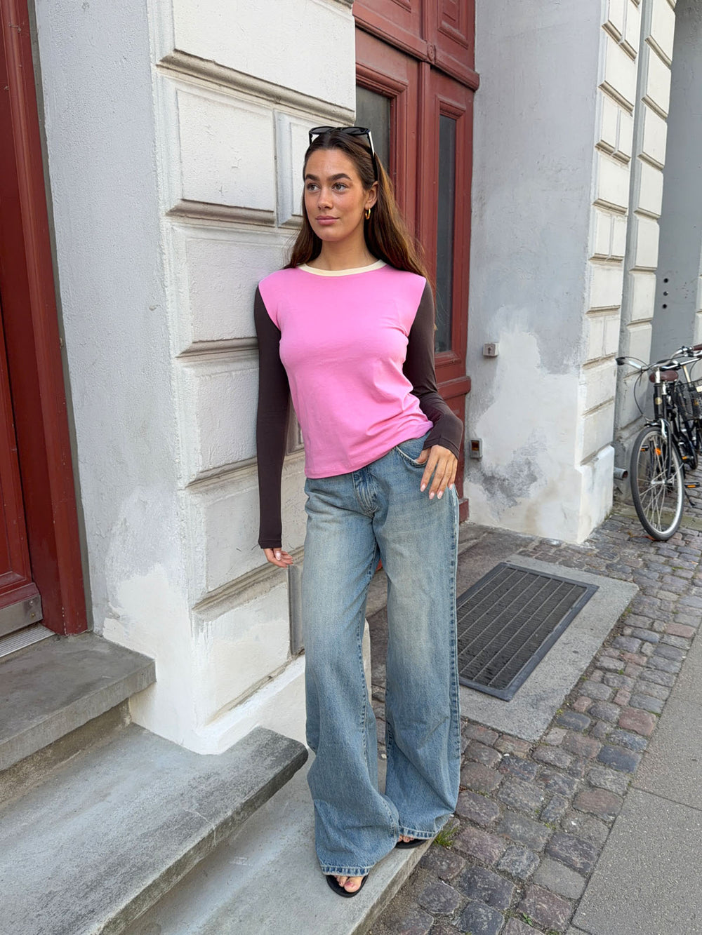 Ranaya bluse - Lyserød/brun/beige