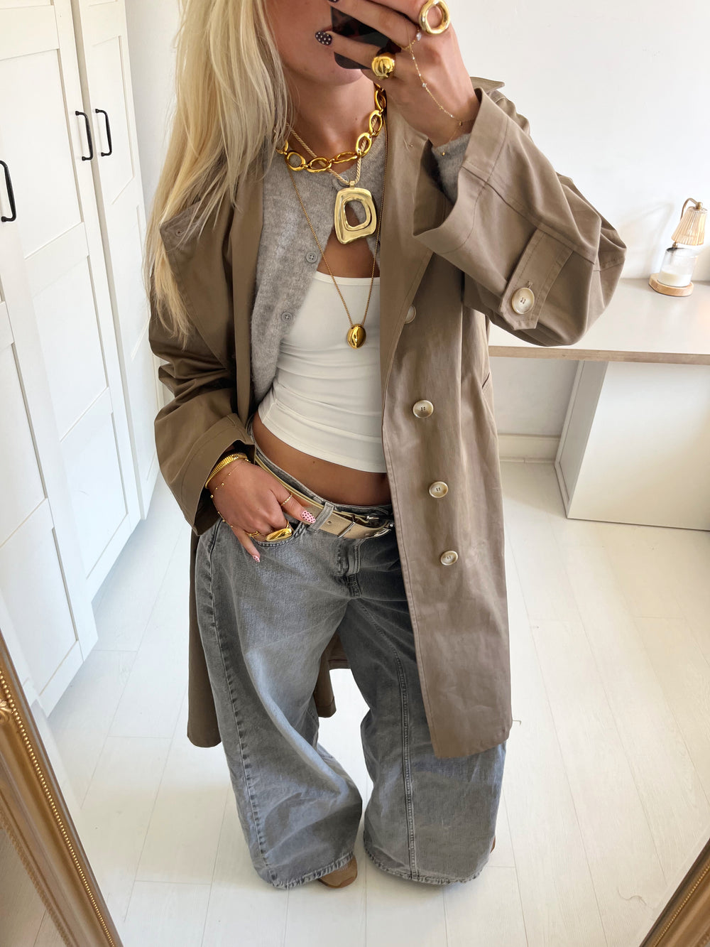 Josefine oversized trenchcoat - Mørk beige