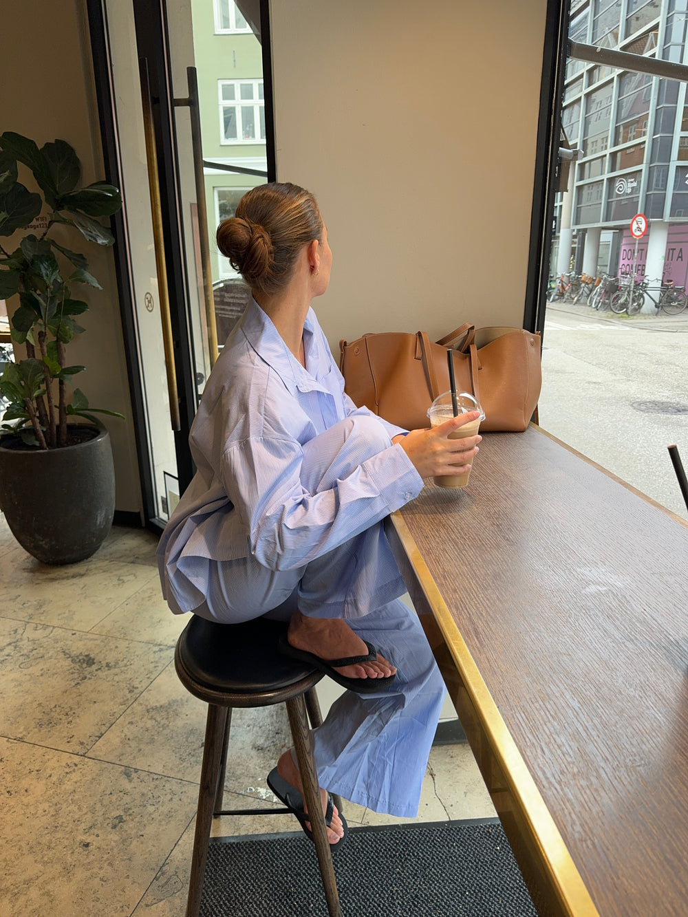 Mathilde Ravn skjorte med striber - Blå/hvid