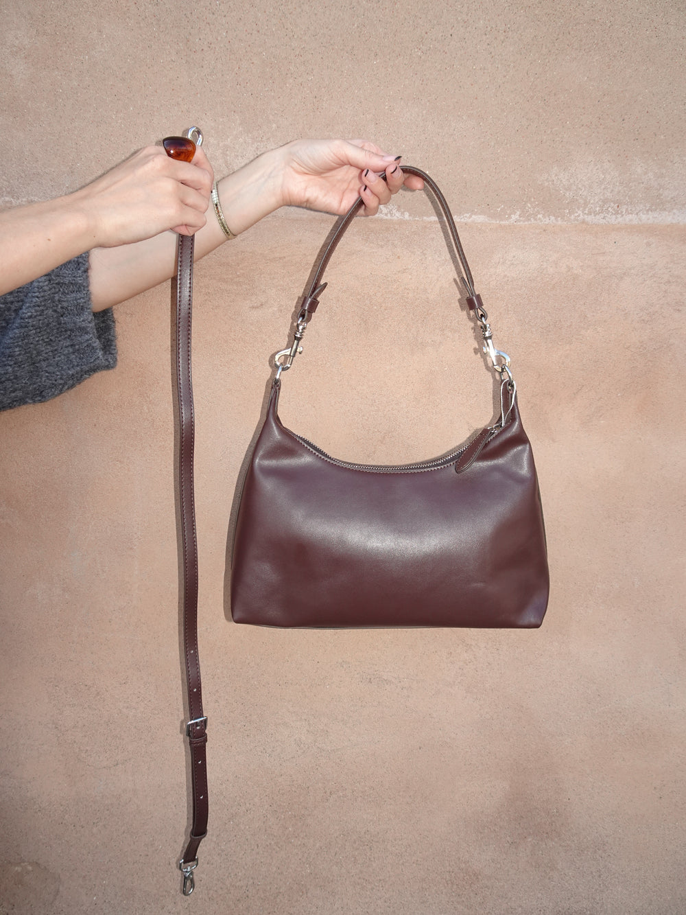 Lilu håndtaske - Brun/rød