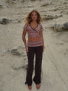 Cosima top med glimmer - Brun/beige/pink