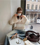 Manda stribet strik - Beige/hvid