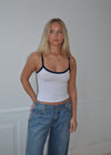 Gunhilda tanktop med kant - Navy/hvid