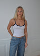 Gunhilda tanktop med kant - Navy/hvid
